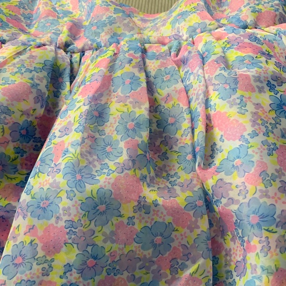 Selkie size medium new Bon Bon puff Floral mini Dress pink purple baby girl phot - Picture 6 of 11